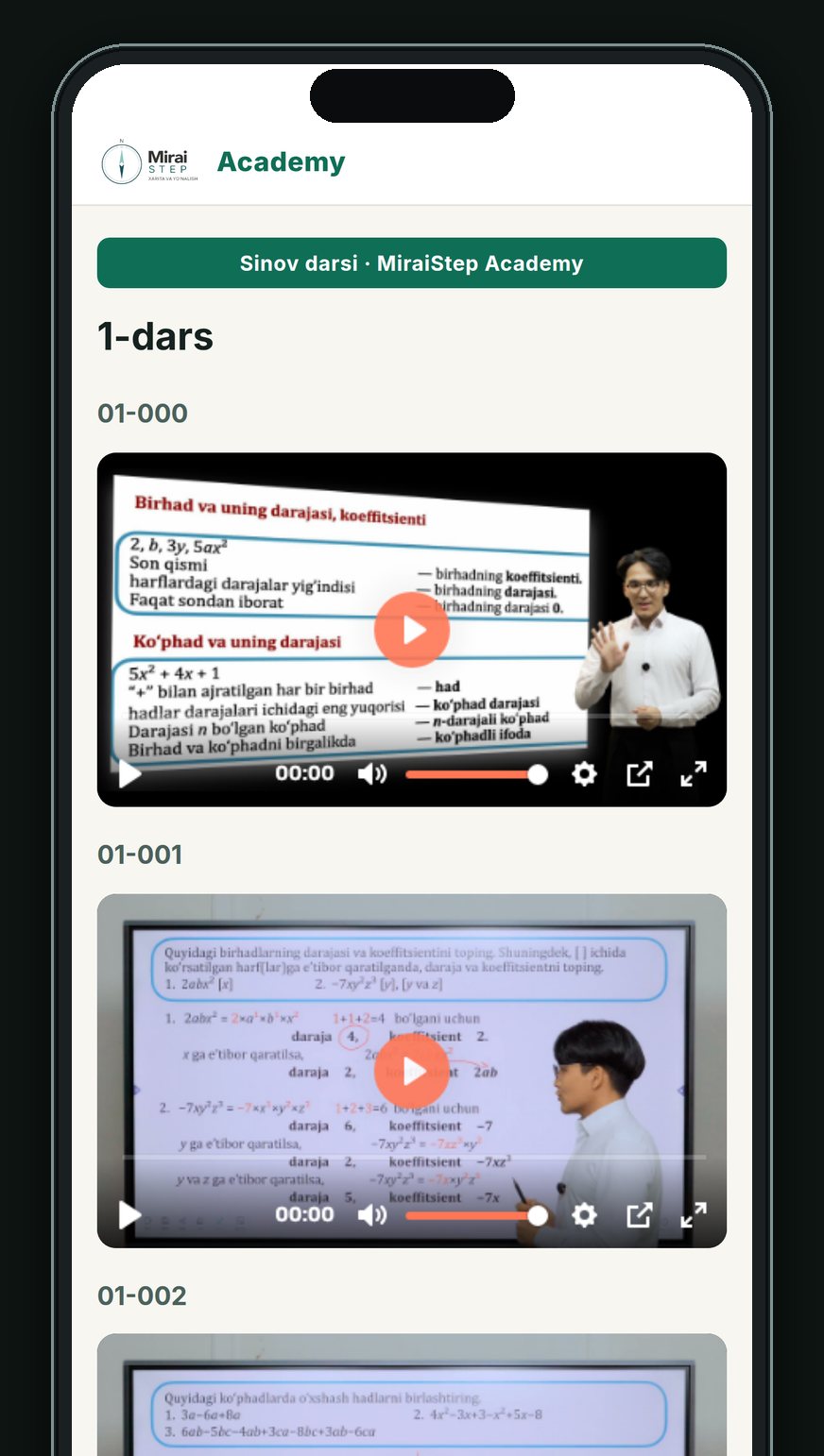 MS platformasi darslari telefon ekranida